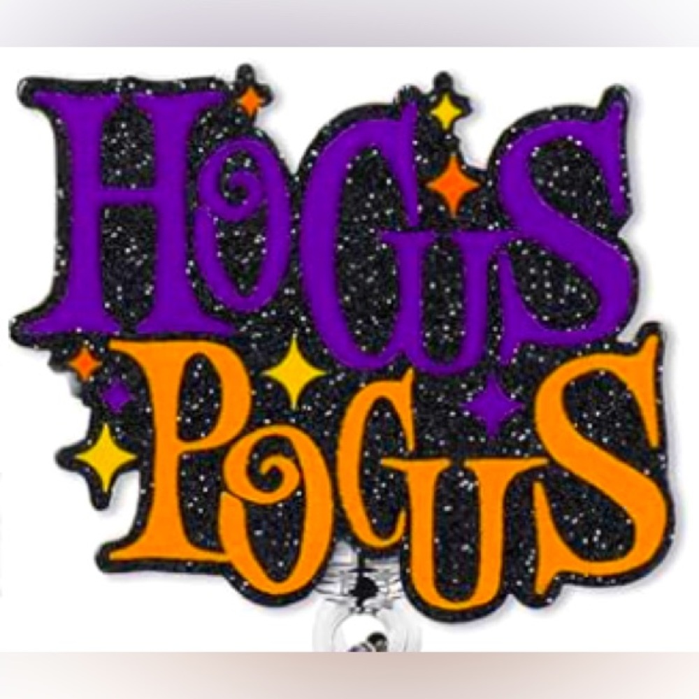 Badge Reel Hocus Pocus Halloween Glitter Name tag Holder